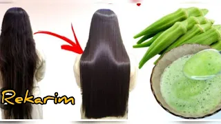 ladies finger hair pack #hair growth and silky hair #short💛 rekarim 👆 subscribe