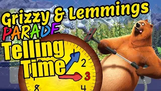 Grizzy and Lemmings Teaching How to Tell Time on a Clock Educational Video for Kids