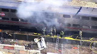 Caltrain involved in fiery crash with truck in San Bruno, California - WATCH LIVE