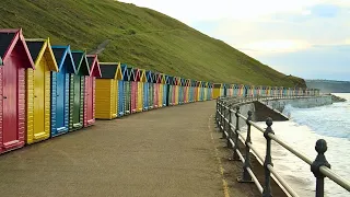 Walking Along Whitby Sea Front at High Tide, English Countryside 4K