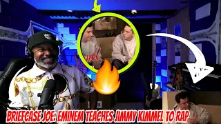 I WANT EMINEM TO TEACH ME 😂| Briefcase Joe: Eminem Teaches Jimmy Kimmel to Rap - Producer Reaction