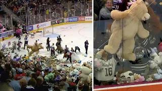 35,000 Teddy Bears Are Tossed Onto Pennsylvania Hockey Rink for a Good Cause