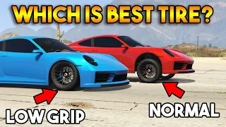 GTA 5 ONLINE : NORMAL VS LOW GRIP VS LOWERED (WHICH ARE BEST TUNERS TIRES?)