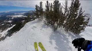 Hangman’s Hollow & Dragon’s Tail on a perfect day at Mammoth Mountain, March 13, 2024