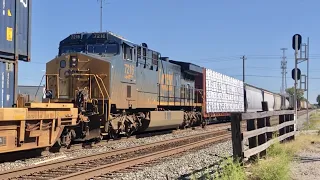 2 Railroad Diamonds At 4 Track RR Crossing & Long CSX Train With DPU Crosses Norfolk Southern Main