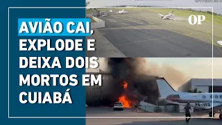 Avião cai e deixa dois mortos em aeroporto de Cuiabá; veja como aconteceu a tragédia