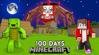 Mikey and JJ Survived 100 Days Of Attack Choo Choo Charles in Minecraft (Maizen Mizen Mazien)
