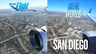 Microsoft Flight Simulator (FS2020) vs Real Life | Landing in San Diego Int. | passenger view