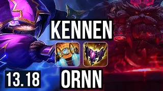 KENNEN vs ORNN (TOP) | 8/0/6, 1.5M mastery, Legendary | NA Diamond | 13.18