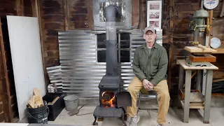 Heating My Wood Shop With An Antique Atlanta Stove Works 23 Box Wood Stove. Free heat!