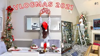 VLOGMAS 2021 DAY 1: Decorating 2 Christmas Trees🎄 for the NEW HOUSE! Dining + Guest Bathroom Decor.