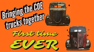 Bringing the 1939 and the 1942 Ford COE trucks together for the first time ever