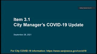 9/28/21 | City Mgr. Jennifer Maguire presents City's COVID-19 & Continuity of Operations Update