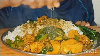 asmr eating chicken curry/mustard leaf/rice/green chilli#chickencurry#BG Mukbanger