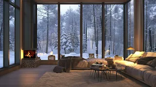 ❄️ Snowfall in Forest in Living Room with Relaxing Fireplace Sounds | Sleep, rest, study🔥