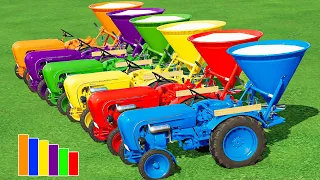 TRANSPORTING SMALL PORSCHE TRACTORS & & SPREADING LIME with COLORED SPREADERS! Farming Simulator 22