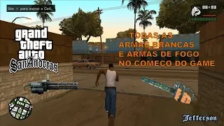 GTA SAN ANDREAS - Coletando as armas brancas e armas de fogo no início do game sem morrer- 1 de cada