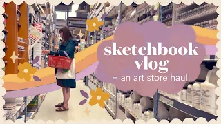 a new approach to sketchbooking ☀︎ finishing an old sketchbook + an art store haul! ☼ artist vlog
