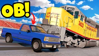 Stunt Challenge Ends in Train Car Crashes in BeamNG Drive Mods!