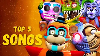 TOP 5 FNAF SECURITY BREACH SONGS | DJ MUSIC MAN, FREDDY, SUN AND MOON, MONTY, ROXY | by MORS