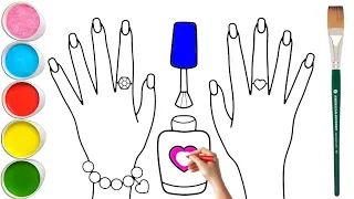 How to draw Hand, Nail Polish, Makeup kit for Kids & Toddlers | Easy step by step Makeup drawing