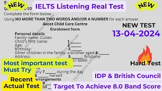 IELTS Listening Practice with Recent Actual IELTS Exam with Answers [Real Exam 75] 13th April 2024