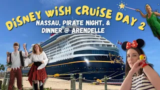 DISNEY WISH CRUISE Day 2 | Nassau, Pirate Night, Fireworks & Dinner at Arendelle | Accessible Travel