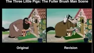 The Fuller Brush man scene in Three Little Pigs