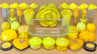 Желтый слайм. 💛 Добавляю в слайм косметику, блестки и бусины. 👑 ASMR Slime слайм.