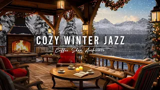 Cozy Winter Coffee Shop Ambience with Relaxing Jazz Background Music & Crackling Fireplace for Work