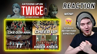 Catching Up On: TWICE - Like OOH-AHH + CHEER UP + TT + KNOCK KNOCK | REACTION