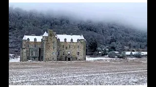 First sprinkle of snow at Castle Menzies. December 2023