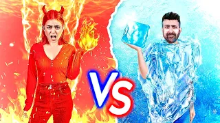 چالش غذای یخی و غذای داغ 🔥 ice vs hot food challenge