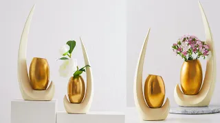 How To Make Decorative Flower Vase | Unique Cement vase Idea