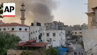 Smoke rising from the direction of the Kuwaiti Hospital in Rafah