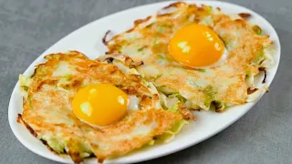 Cabbage with eggs tastes better than meat! Easy, quick and delicious dinner recipe! Easy Omelette.