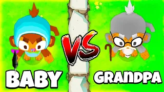 Baby Monkey VS Grandpa Monkey in BTD 6!