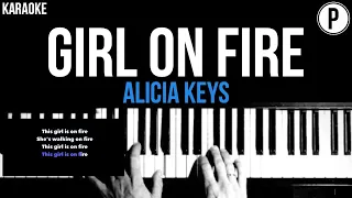 Alicia Keys - Girl On Fire Karaoke Slowed Acoustic Piano Instrumental Cover Lyrics