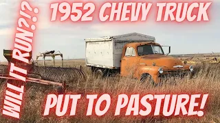 Put to Pasture 1952 Chevrolet Grain Truck! Will it Run?!? First start in 10 years! Farm Truck!