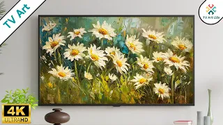 Impasto Daisies in a Field | Frame TV Art for Your TV | Free Screensaver Art | 4 hrs in 4K