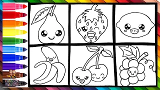 Dibuja y Colorea Lindas Frutas 🍓🍌🍐🍋🥝🍇 Dibujos Para Niños