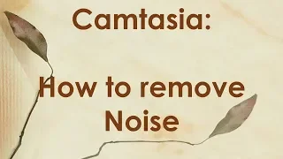 Camtasia: How to remove background Noise
