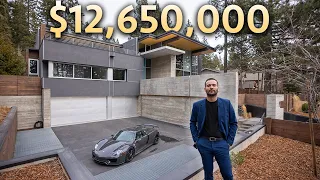 Touring a $12,650,000 LAKE TAHOE Modern Mansion with Garage Full of SUPERCARS!