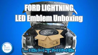 Escape from the FRUNK!! Electric Ford F-150 Lightning LED Emblem unboxing by Intellibeam.com