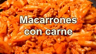 MACARRONES CON CARNE MOLIDA Y TOMATE - pastas- recetas de cocina faciles rapidas y economicas