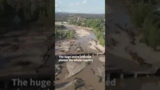 Torrential rains destroy bridge in Spain's Madrid region | AFP #shorts