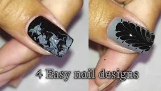 black and grey colour nail designs @LifeWorldWomen #naildesign #nailart