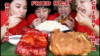 Crunchy tender juicy Crispy Pata, BBQ Spareribs, Egg Garlic Carrot Fried Rice Pinoy Mukbang #66