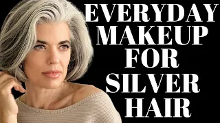 NATURAL EVERYDAY MAKEUP FOR SILVER HAIR | Nikol Johnson