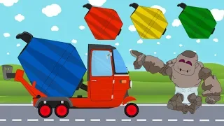 Truck Rickshaws with Golem | Construction and Street Vehicles with Tuk Tuk Car | Animated series